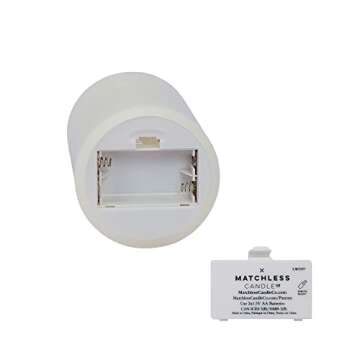 Matchless Candle Co. by Luminara Set of 4 PushButton Pillar Flameless LED Candle 3.15" Wide, 4",5",6",8" Tall Melted Top, Smooth Finish Unscented Real Wax (Ivory)