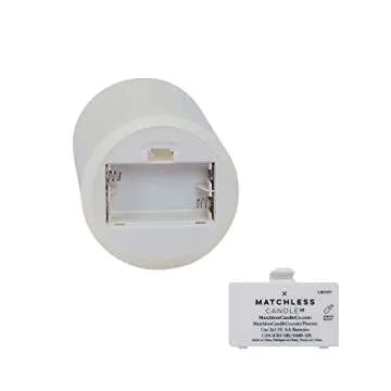 Matchless Candle Co. by Luminara Set of 4 PushButton Pillar Flameless LED Candle 3.15" Wide, 4",5",6",8" Tall Melted Top, Smooth Finish Unscented Real Wax (Ivory)