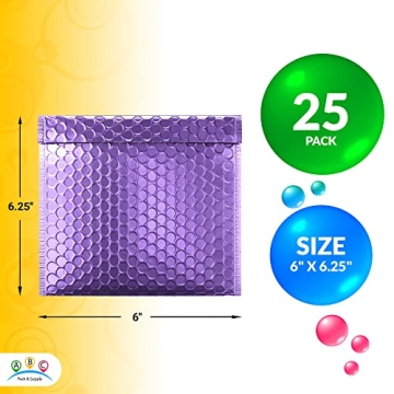 Purple Metallic Bubble Mailers Pack of 25 for Stylish Shipping