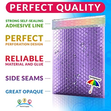 Purple Metallic Bubble Mailers Pack of 25 for Stylish Shipping