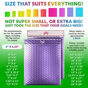 Purple Metallic Bubble Mailers Pack of 25 for Stylish Shipping