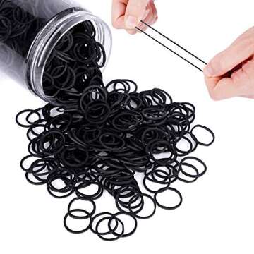 HOYOLS 1/2 Inch Small Black Rubber Bands for Hair Ties Elastics Mini Toddler Braids Ponytail Holders...