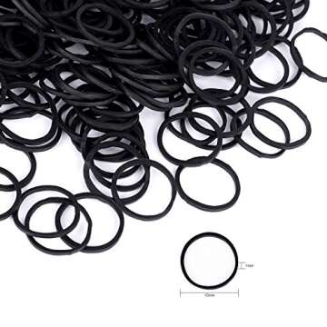 HOYOLS 1/2 Inch Small Black Rubber Bands for Hair Ties Elastics Mini Toddler Braids Ponytail Holders for Baby Girls Infants Kids Thick Hair No Damage 1000pcs (S) Latex-Free