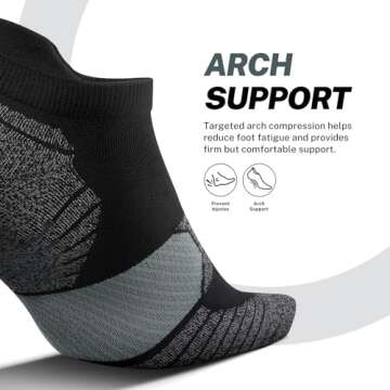 PAPLUS Compression Running Socks Women (6 Pairs), Ankle Athletic Socks Low Cut with Arch Support