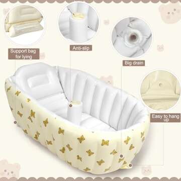 Mink Newborn to Toddler Bath Tub,Inflatable Baby Bathtub with Built-in Air Pump,Portable Travel Show...