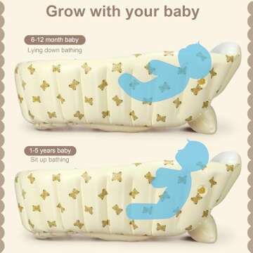 Mink Newborn to Toddler Bath Tub,Inflatable Baby Bathtub with Built-in Air Pump,Portable Travel Shower Basin with Back Support, Deflates and Folds Easily (Bear tub)