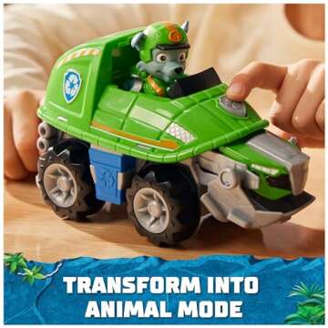 Paw Patrol Jungle Pups, Rocky Snapping Turtle Vehicle, Toy Truck with Collectible Action Figure, Kid...