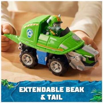 Paw Patrol Jungle Pups, Rocky Snapping Turtle Vehicle, Toy Truck with Collectible Action Figure, Kids Toys for Boys & Girls Ages 3 and Up