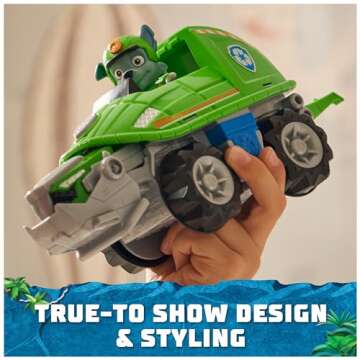 Paw Patrol Jungle Pups, Rocky Snapping Turtle Vehicle, Toy Truck with Collectible Action Figure, Kids Toys for Boys & Girls Ages 3 and Up