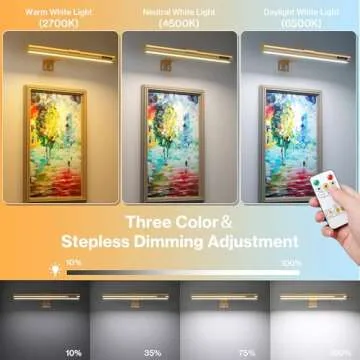 Olafus Picture Light Battery Operated with Remote, Rechargeable Wireless Wall Light, 3 Color Tempera...