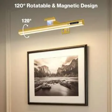 Olafus Picture Light Battery Operated with Remote, Rechargeable Wireless Wall Light, 3 Color Temperatures, Infinite Dimming and Timer, Cordless Art Frame Lighting, Gallery Painting Display Lamp Gold