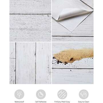Wood Contact Paper White Gray - Peel and Stick Vintage Wall Covering