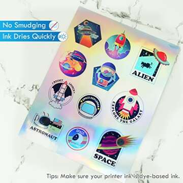 Koala Vinyl Sticker Paper for Inkjet Printer Matte White and Holographic Sticker Paper for Inkjet Paper - Waterproof Sticker Paper Bundle Pack Total 40 Sheets