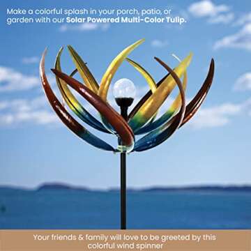 Colorful 74" Multi-Color Tulip Wind Spinner