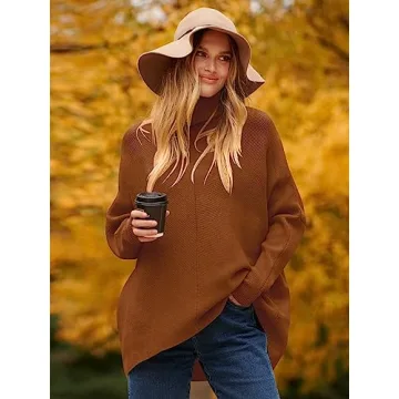 Stylish ANRABESS Oversized Turtleneck Sweater for Fall