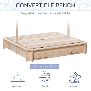 Outsunny Kids Sandbox with Benches and Canopy