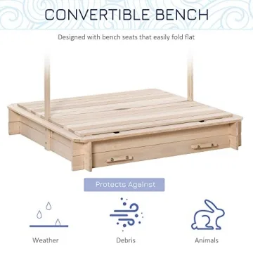 Outsunny Kids Sandbox with Benches and Canopy