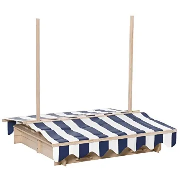 Outsunny Kids Sandbox with Benches and Canopy