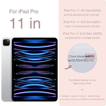 Dwopar for iPad Pro 11 Inch Case 4th Generation 2022/ 3rd Generation 2021/ 2nd Generation 2020,Smart Trifold Cover, Slim Soft TPU Back,Auto Wake/Sleep, Protective Cover with Pencil Holder.(Pink)