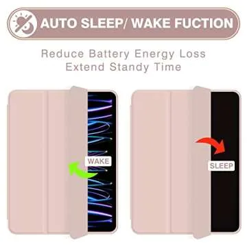 Dwopar for iPad Pro 11 Inch Case 4th Generation 2022/ 3rd Generation 2021/ 2nd Generation 2020,Smart Trifold Cover, Slim Soft TPU Back,Auto Wake/Sleep, Protective Cover with Pencil Holder.(Pink)