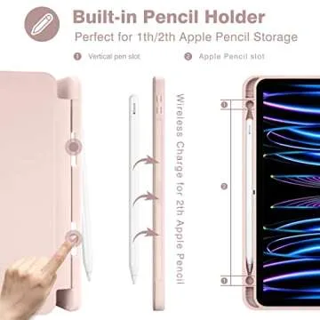 Dwopar for iPad Pro 11 Inch Case 4th Generation 2022/ 3rd Generation 2021/ 2nd Generation 2020,Smart Trifold Cover, Slim Soft TPU Back,Auto Wake/Sleep, Protective Cover with Pencil Holder.(Pink)