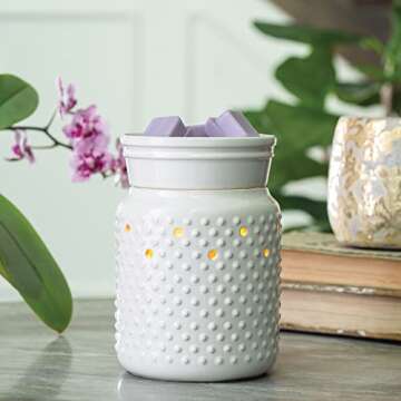 Illumination Fragrance Warmer Gift Set, White Hobnail with Vanilla Cinnamon and Sugared Citrus