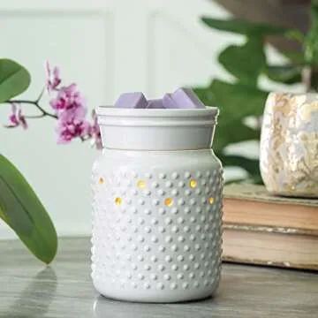 Illumination Fragrance Warmer Gift Set, White Hobnail with Vanilla Cinnamon and Sugared Citrus