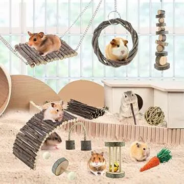 YIXUND Handmade Apple Wood Chew Toys for Small Pets