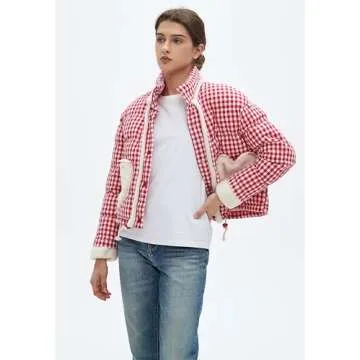 Trendy EZAPINE Womens Cropped Puffer Jacket with Heart Pockets