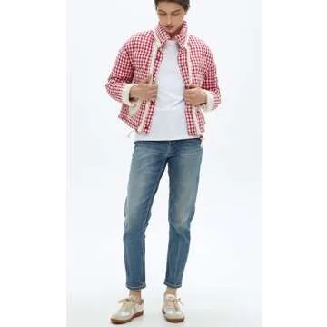 Trendy EZAPINE Womens Cropped Puffer Jacket with Heart Pockets