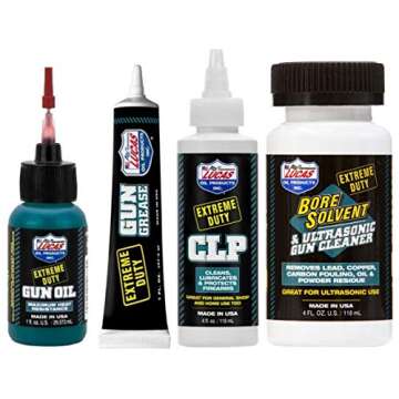 Lucas Oil Extreme Duty Gun 1oz Needle Oiler, 1oz Grease, 4oz CLP, 4oz Bore Solvent