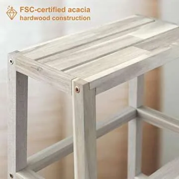 INTERBUILD Acacia 2-Step Stool - Stylish & Versatile