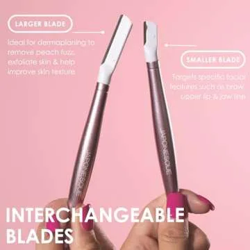 JAPONESQUE - SKINTherapy Dermaplaning Facial Razors - Two Blade Sizes with Interchangeable Handle, Eyebrow Razor, Ultra Sharp Japanese Blades, For Hair Removal, Multipurpose Exfoliating