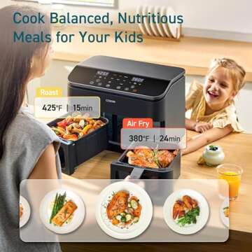 COSORI 9Qt 10-in-1 Dual Air Fryer, Fresh Balanced Meals for Family and Children with Double Baskets,...