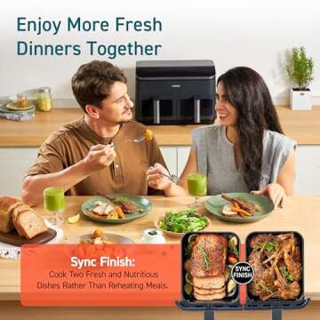 COSORI 9Qt 10-in-1 Dual Air Fryer, Fresh Balanced Meals for Family and Children with Double Baskets, Sync Cook & Finish to Bake, Roast, Reheat, Broil & 130 Recipes for Easy Cooking, Dishwasher Safe