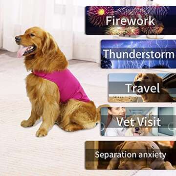 cattamao Comfort Dog Anxiety Relief Coat, Dog Anxiety Calming Vest Wrap for Thunderstorm,Travel,4th of July Fireworks,Vet Visits,Separation Anxiety Relief for Dogs (X-Small (Pack of 1), Rose)