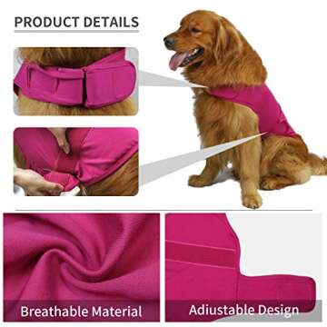 cattamao Comfort Dog Anxiety Relief Coat, Dog Anxiety Calming Vest Wrap for Thunderstorm,Travel,4th of July Fireworks,Vet Visits,Separation Anxiety Relief for Dogs (X-Small (Pack of 1), Rose)