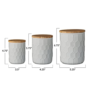 Stylish Bloomingville Stoneware Canisters with Bamboo Lids
