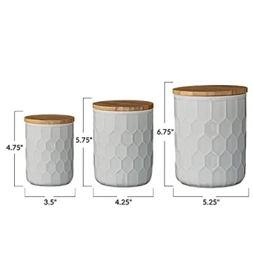 Stylish Bloomingville Stoneware Canisters with Bamboo Lids