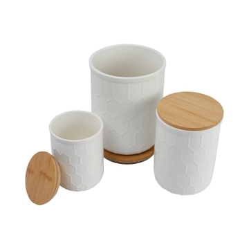 Stylish Bloomingville Stoneware Canisters with Bamboo Lids