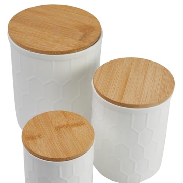Stylish Bloomingville Stoneware Canisters with Bamboo Lids