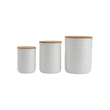 Stylish Bloomingville Stoneware Canisters with Bamboo Lids