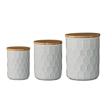 Stylish Bloomingville Stoneware Canisters with Bamboo Lids