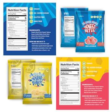 Honest Bites Low Sugar Gummy Candy Variety Candy- Healthy Snacks for the Whole Family, Gluten Free, Keto, Vegan Fruit Snacks - Tropical Burst, Keto Snacks