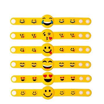 O'Hill Emoji Wristbands 48 Pack for Kids Birthday Party Supplies