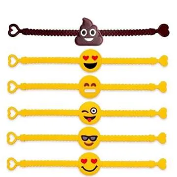 O'Hill Emoji Wristbands 48 Pack for Kids Birthday Party Supplies
