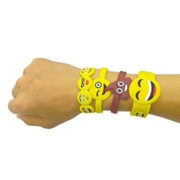 O'Hill Emoji Wristbands 48 Pack for Kids Birthday Party Supplies