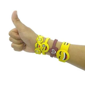 O'Hill Emoji Wristbands 48 Pack for Kids Birthday Party Supplies