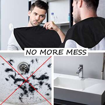 Beard Bib Apron for Shaving, Hair Catcher for Trimming,Christmas Stocking Stuffers for Men, Gifts for Men Him Dad husband