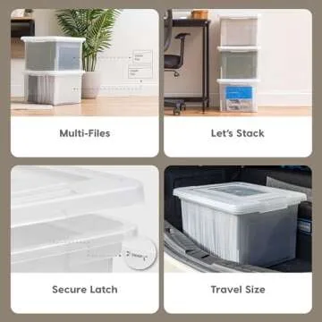 IRIS USA Durable Plastic File Box Organizer Set, 4 Pack